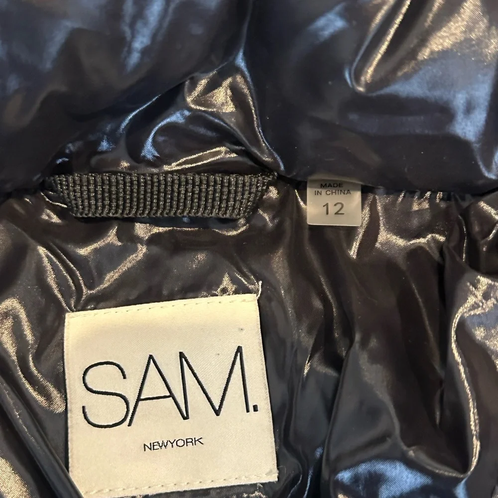 SAM. Kids Dark Blue Metallic Belted‎ Puffer Coat